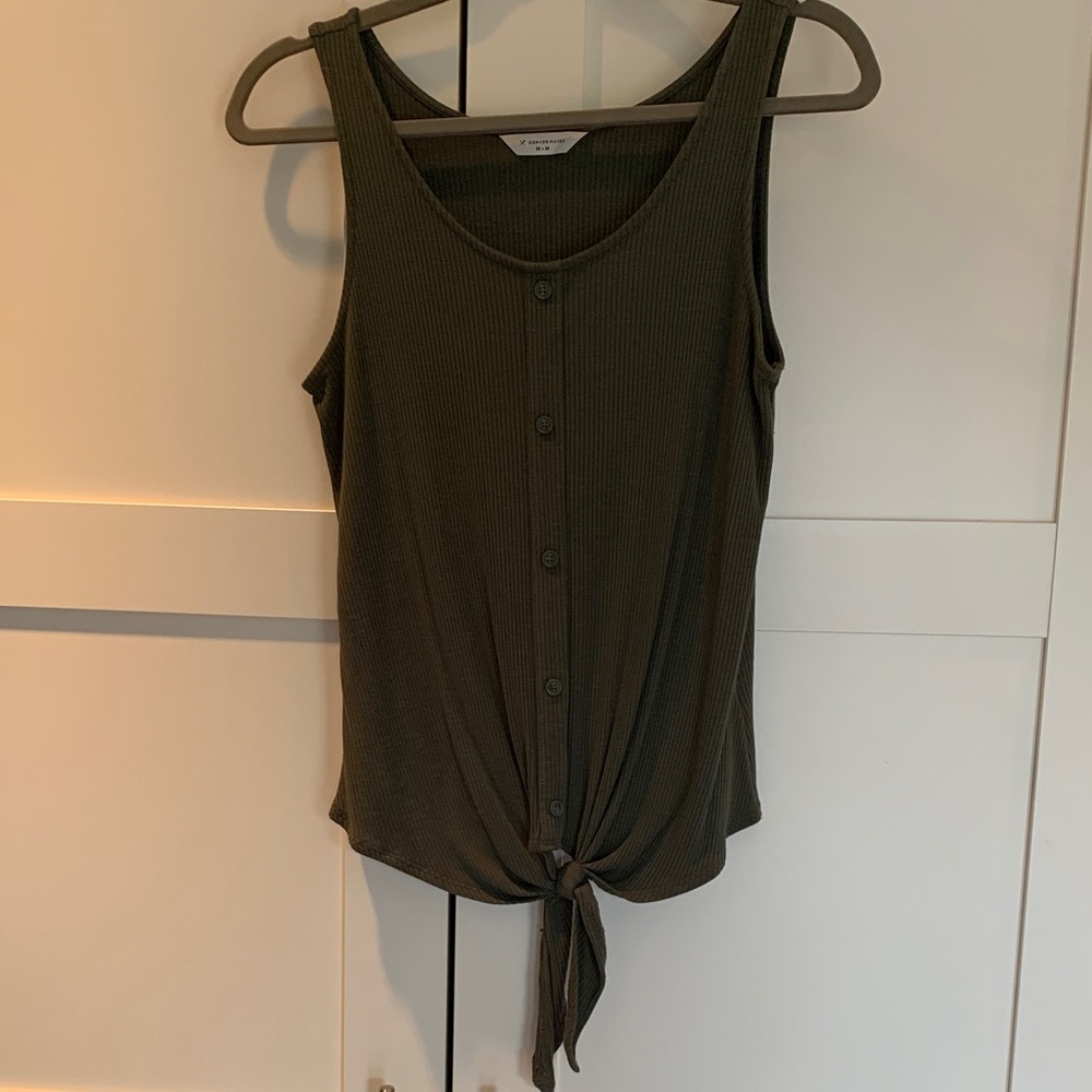 Denver Hayes Olive Green Button-Down Tank Top